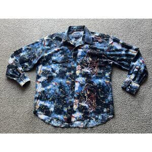 Vintage 90s Wrangler Flames Bulls Rodeo Pearl Snap Button Up Shirt Mens XL